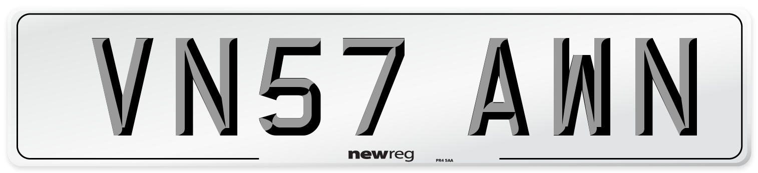 VN57 AWN Number Plate from New Reg